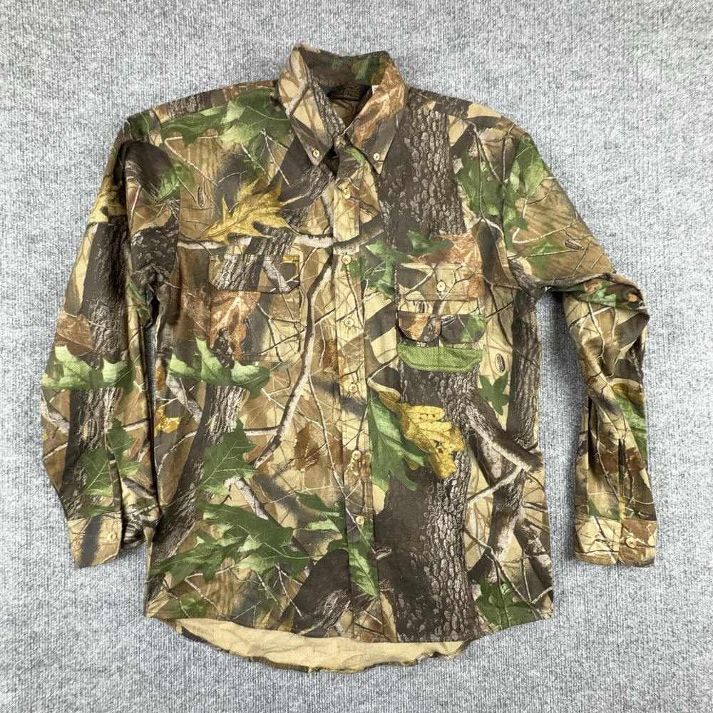 Liberty Shirt Mens Medium Brown Realtree Camo Long Sleeve Button Up Hunting